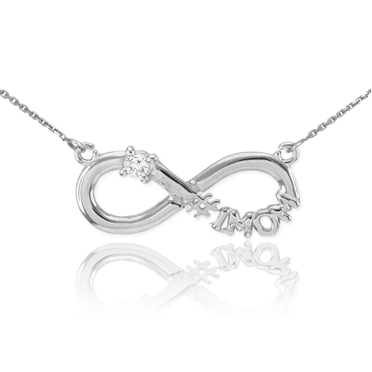 White Gold Mom Infinity Necklace