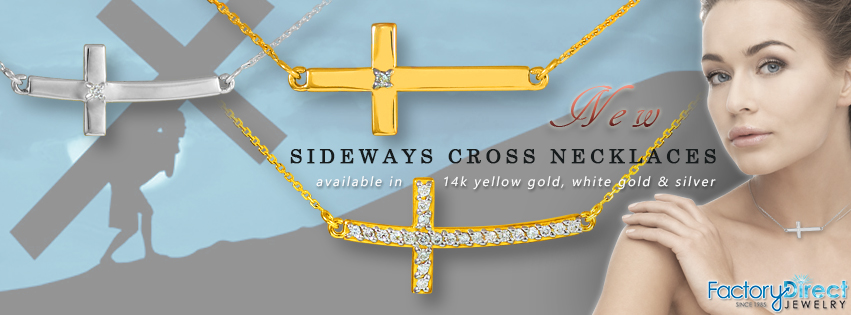 LEMONDROP 925 Sterling Silver Sideways Cross Necklace 16