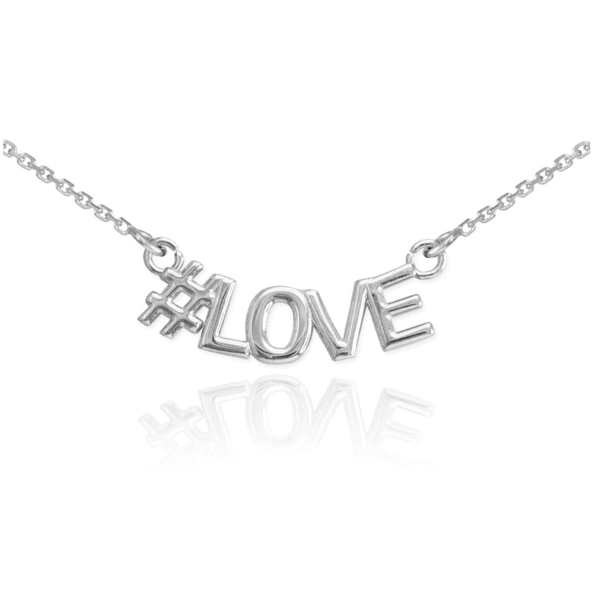 White Gold #LOVE Necklace